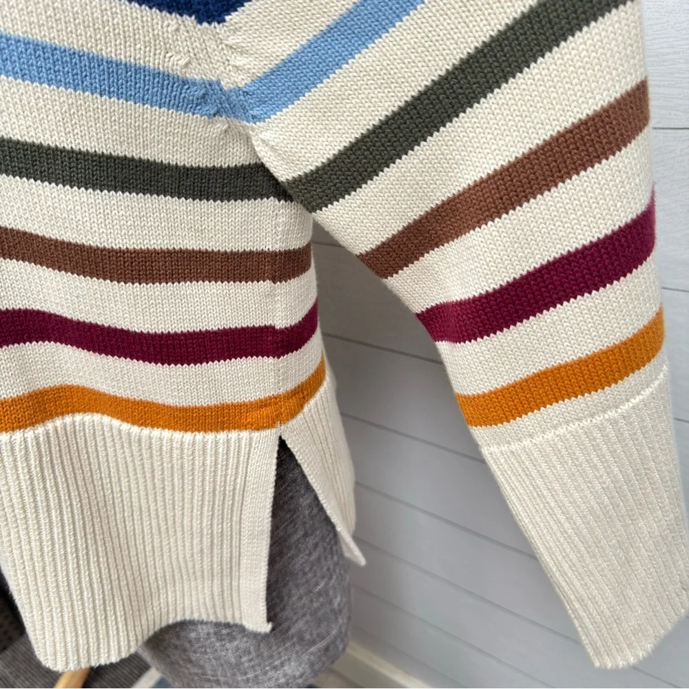GAP Striped Cotton Knit Sweater | Coastal Earth Tones | Relaxed Fit | Size M - Picture 6 of 11
